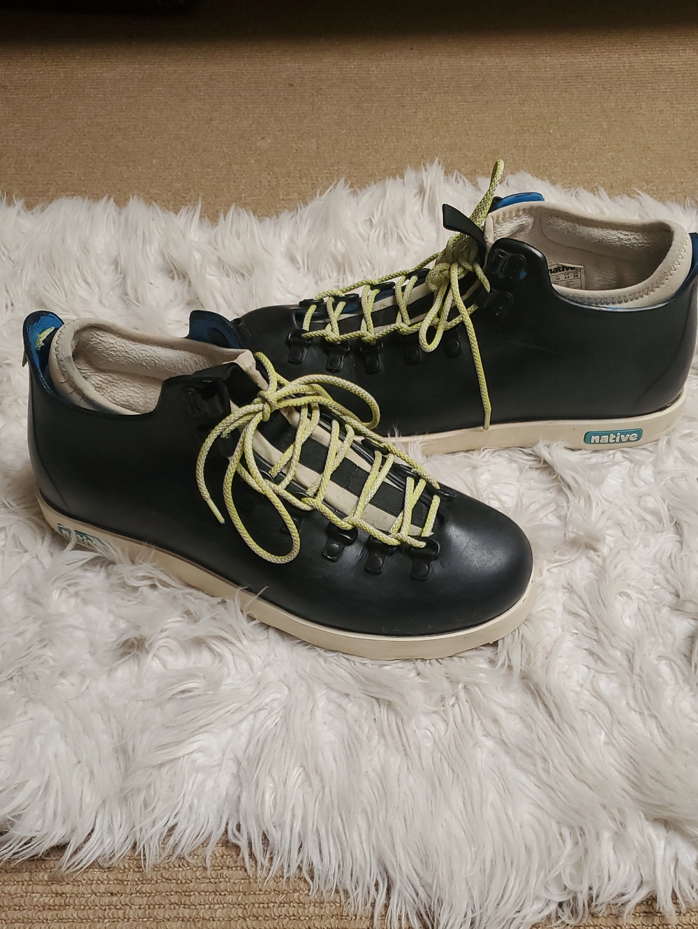 Native Fitzsimmons Jiffy Black Casual Boots - Black/Neon Lace Up